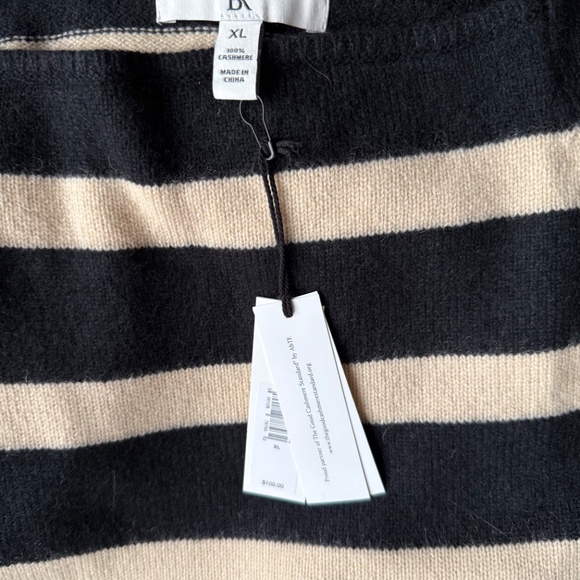 NWT Banana Republic Cashmere Sweater tank Black Stripe sz XL Retail $100 - Picture 5 of 9